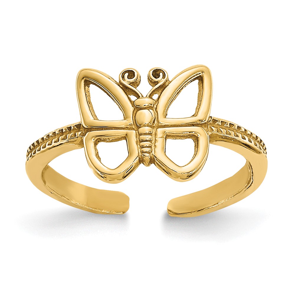 14k Yellow Genuine Gold Butterfly Toe Ring
